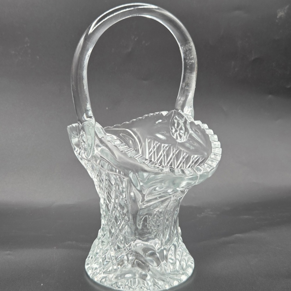 Princess House Cut Crystal Glass Basket With Handle - Germany